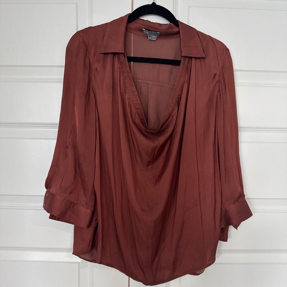 Vince Bronze 3/4 Sleeve Blouse Size 8
